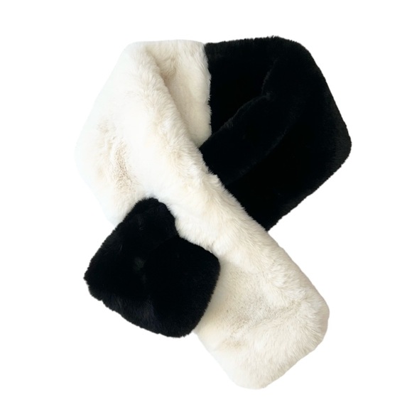 Apparis Faux Fur Layne Stole Black and White Soft Plush Scarf - Picture 1 of 9